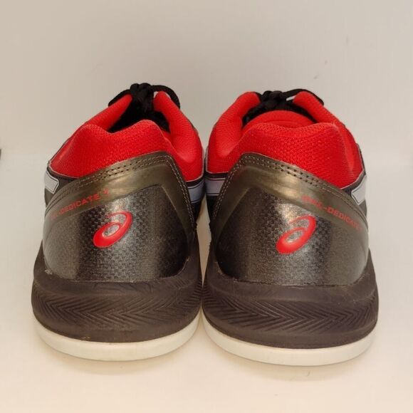 ASICS Dedicate 7 Mens Pre-owned Black w/Silver & Red Tennis Sneakers - sz. 11 - Picture 5 of 7
